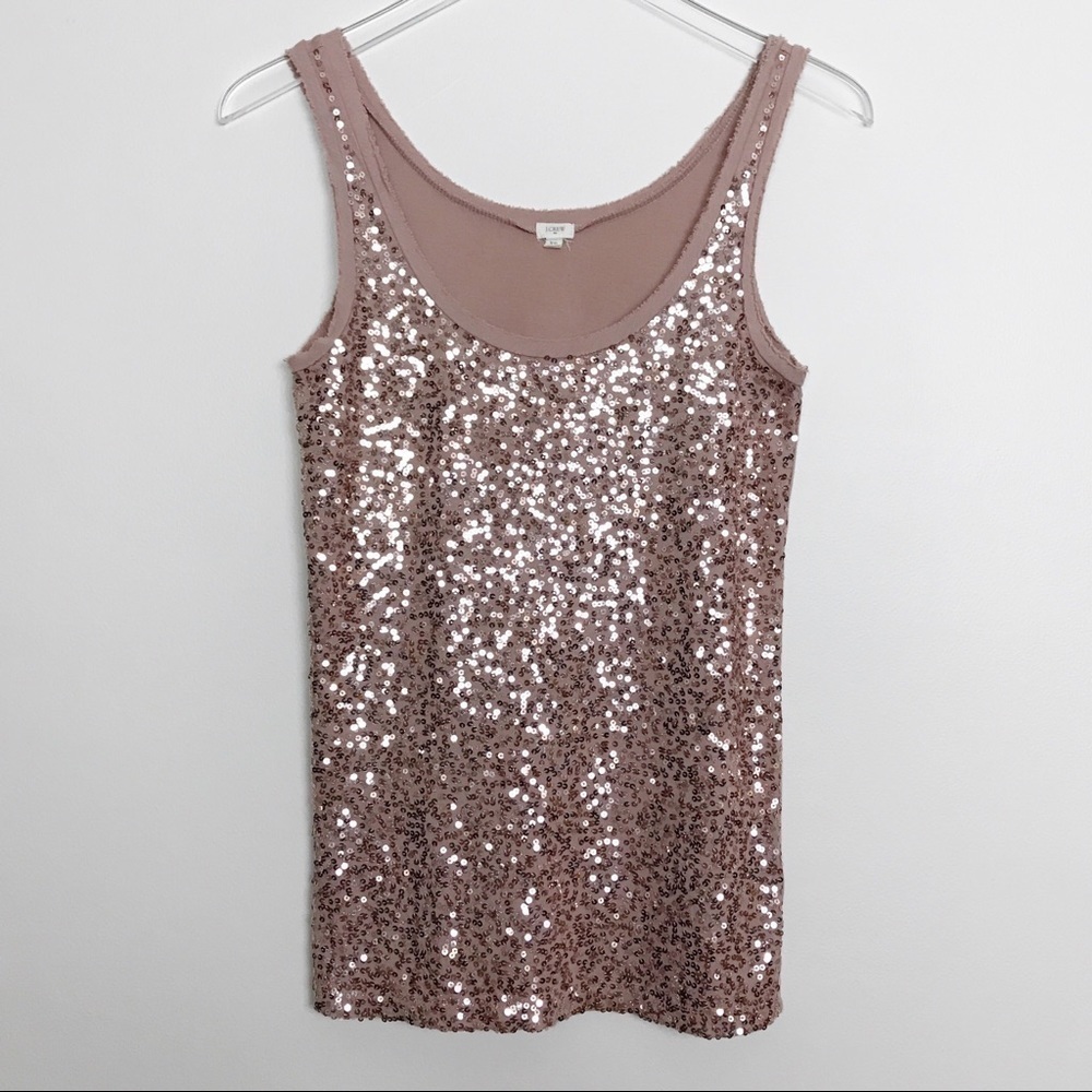 J. Crew Factory Blush Sequined Sleeveless Tank XS